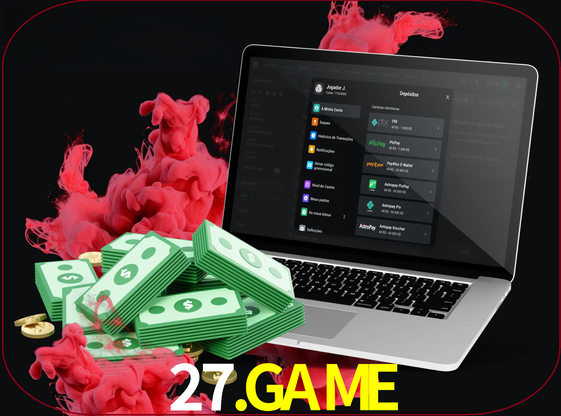 Para efetuar um depósito na sua conta 27.game, basta escolher o método de depósito e especificar o montante.